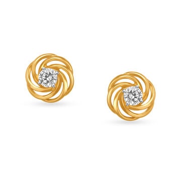 Swirl Pattern Diamond Stud Earrings for Kids