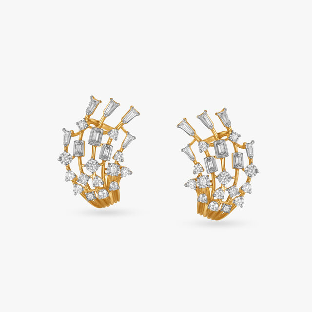 Shimmering Curves Diamond Stud Earrings,,hi-res image number null