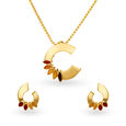 Bewitching Gold Pendant and Earrings Set,,hi-res image number null