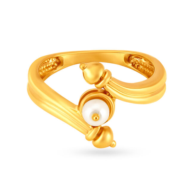 Exquisite 22 Karat Yellow Gold And Pearl Finger Ring,,hi-res image number null