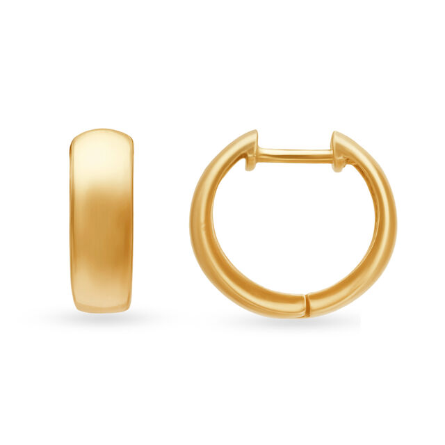 Minimalist Yellow Gold Burnished Hoop Earrings,,hi-res image number null