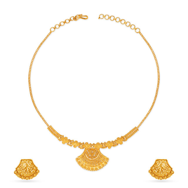 Magnificent Gold Necklace and Earrings Set,,hi-res image number null