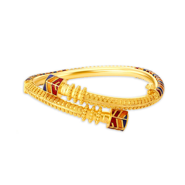 Eccentric 22 Karat Yellow Gold Stacked Hexagon Bangle,,hi-res image number null