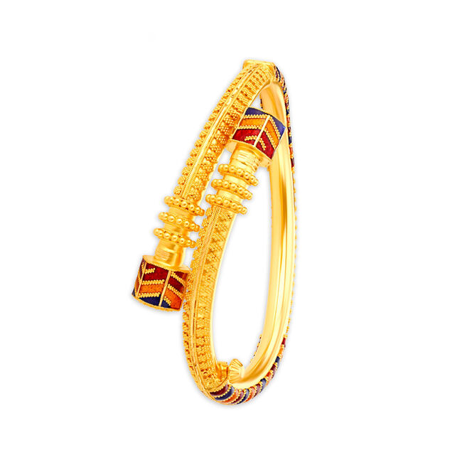 Eccentric 22 Karat Yellow Gold Stacked Hexagon Bangle,,hi-res image number null