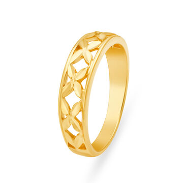 Classic 22 Karat Yellow Gold Floral Finger Ring