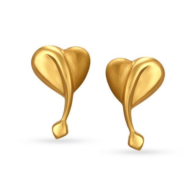Heart Shaped Charming Gold Studs,,hi-res image number null