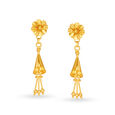 Modish 22 Karat Yellow Gold Floral Drop Earrings,,hi-res image number null