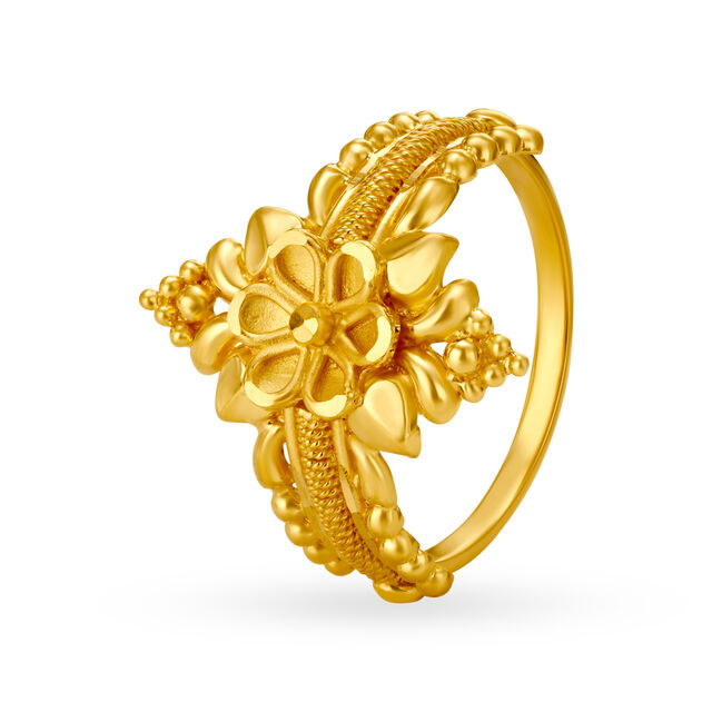 Enchanting Floral Gold Finger Ring,,hi-res image number null