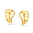 Dainty 22 Karat Gold Artistic Leaf Stud Earrings,,hi-res image number null