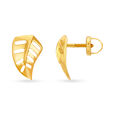 Dainty 22 Karat Gold Artistic Leaf Stud Earrings,,hi-res image number null