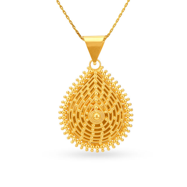 Ethereal Yellow Gold Beaded Teardrop Pendant,,hi-res image number null