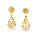 Teardrop Pattern Gold Drop Earrings with Rava Work,,hi-res image number null