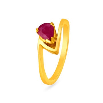 Simplistic 22 Karat Gold And Ruby Teardrop Ring