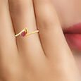 Simplistic 22 Karat Gold And Ruby Teardrop Ring,,hi-res image number null