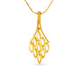 Contemporary Gold Pendant with a Leaf Motif,,hi-res image number null