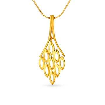Contemporary Gold Pendant with a Leaf Motif