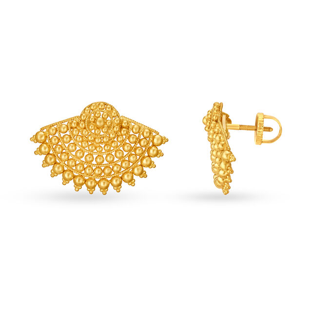Glamorous 22 Karat Yellow Gold Blooming Stud Earrings,,hi-res image number null