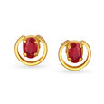 Exquisite 22 Karat Yellow Gold And Ruby Circular Studs,,hi-res image number null