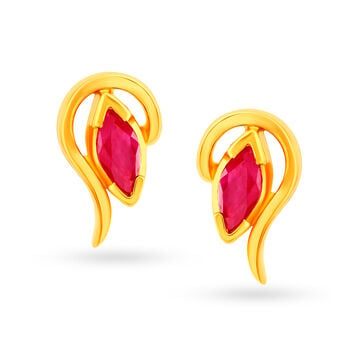 Debonair 22 Karat Gold And Ruby Stud Earrings