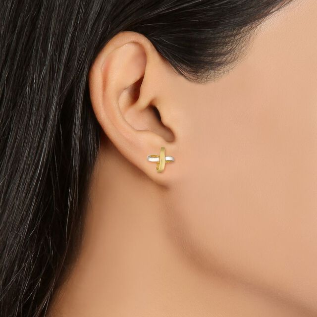 X shaped Gold Stud Earrings for Kids,,hi-res image number null