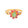 Lovely 22 Karat Gold And Emerald Floral Ring,,hi-res image number null