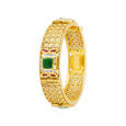 Traditional Floral Motif Gold Bangle With Coloured Stones,,hi-res image number null
