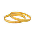 Arresting Yellow Gold Etched Bangles,,hi-res image number null