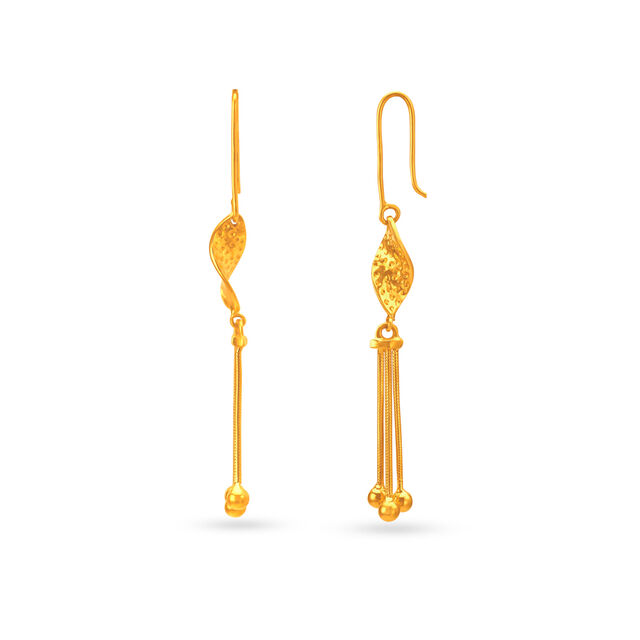 Dainty 22 Karat Yellow Gold Tasselled Hoop Earrings,,hi-res image number null