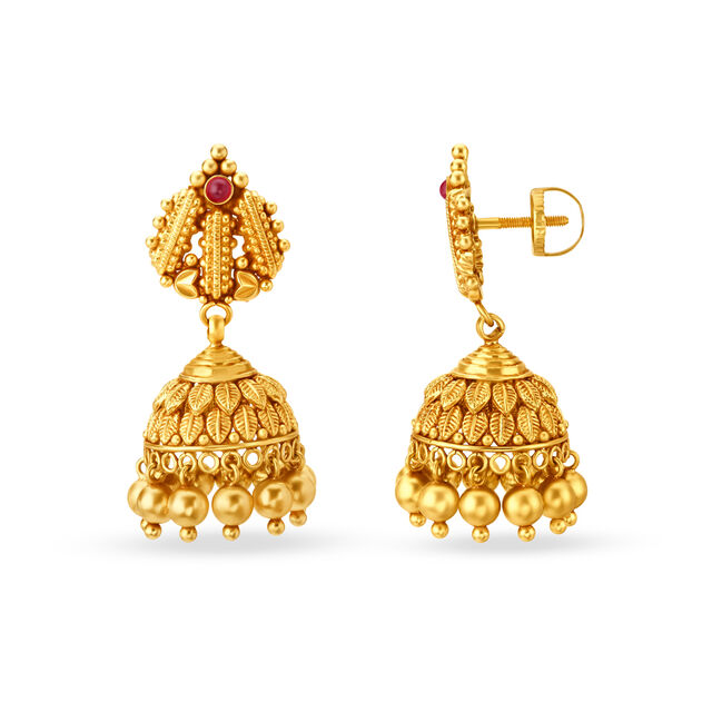 Traditional Gleaming Gold Jhumki Earrings,,hi-res image number null