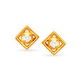 Dainty 22 Karat Gold And Diamond Stud Earrings,,hi-res image number null