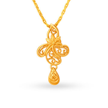 Intricate Floral Pattern Gold Pendant