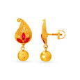 Subtle Gold Paisley Drop Earrings,,hi-res image number null