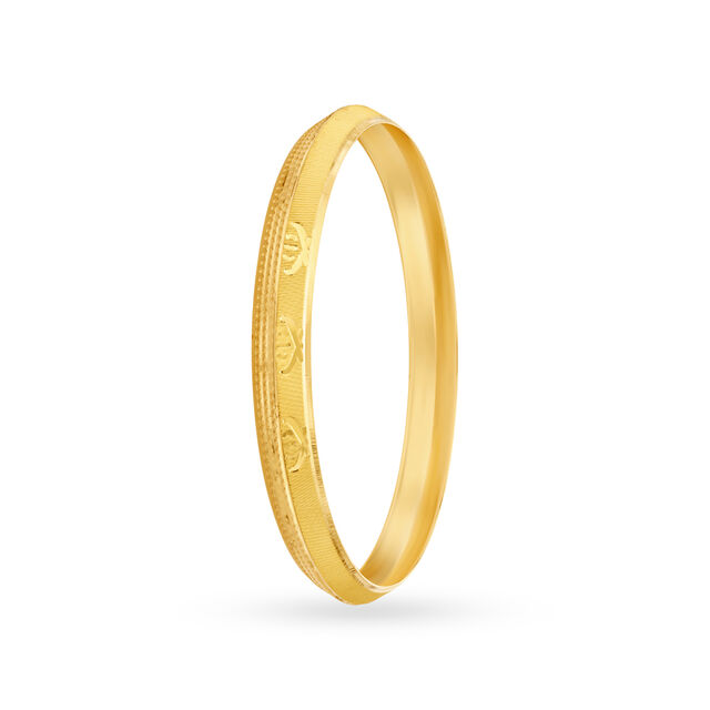 Holy Yellow Gold Etched Khanda Bangle,,hi-res image number null