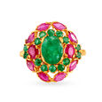 Gorgeous 22 Karat Gold And Emerald Oval Ring,,hi-res image number null