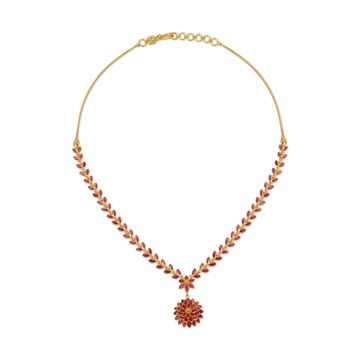 Heavenly Ruby Studded Gold Necklace