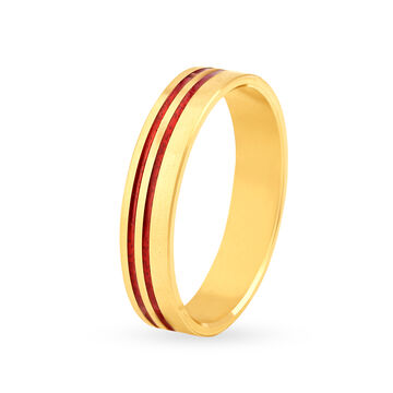 Vibrant 22 Karat Yellow Gold Striped Finger Ring