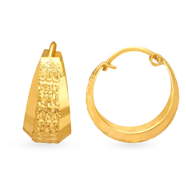 Timeless 22 Karat Yellow Gold Textured Hoop Earrings image number null