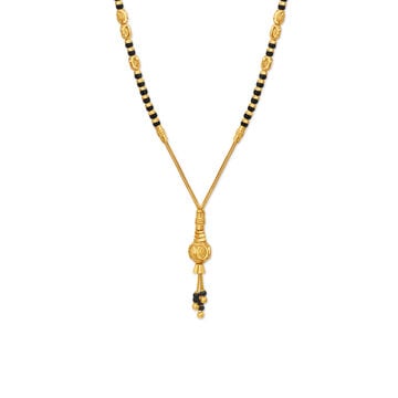Dazzling Yellow Gold Carved Bead Mangalsutra