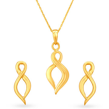Artistic Infinity Gold Pendant and Earrings Set