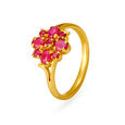 Elegant 22 Karat Yellow Gold And Ruby Finger Ring,,hi-res image number null