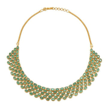 Lustrous Emerald Studded Gold Necklace