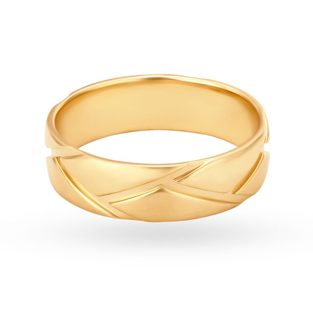 Modern 22 Karat Yellow Gold Criss Cross Pattern Finger Ring,,hi-res image number null