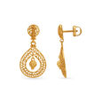 Traditional Gold Jali Work Mesh Drop Earrings,,hi-res image number null