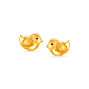 Contemporary Sparrow Shaped Gold Stud Earrings For Kids