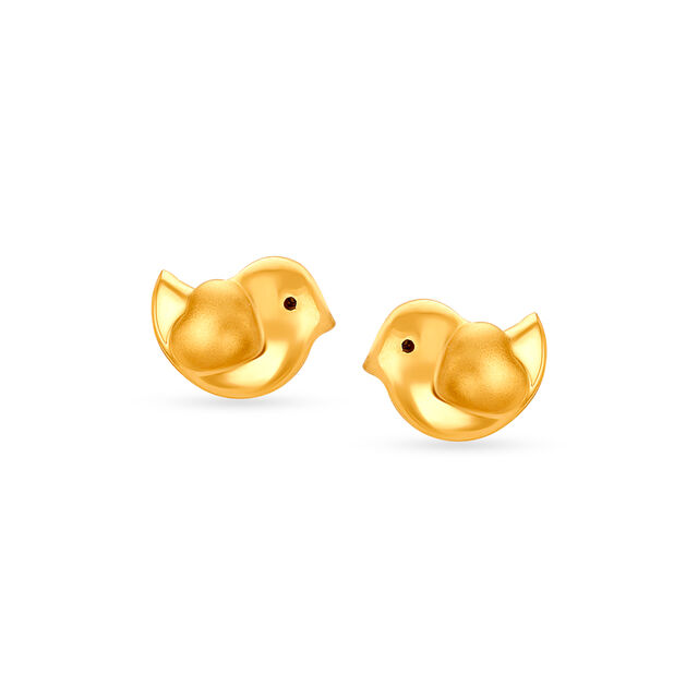 Contemporary Sparrow Shaped Gold Stud Earrings For Kids,,hi-res image number null