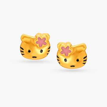 Darling 22 Karat Yellow Gold Kitty Stud Earrings
