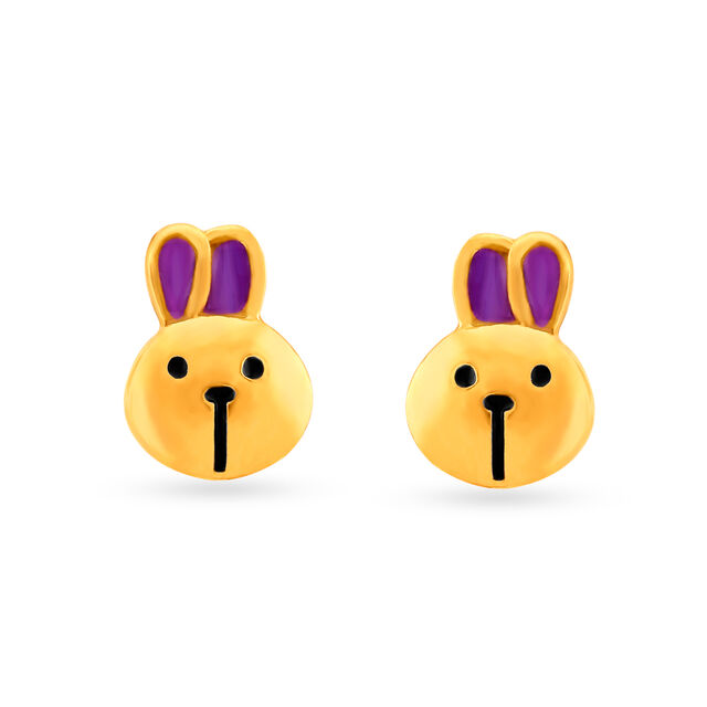 Dainty Bunny Gold Stud Earrings For Kids,,hi-res image number null