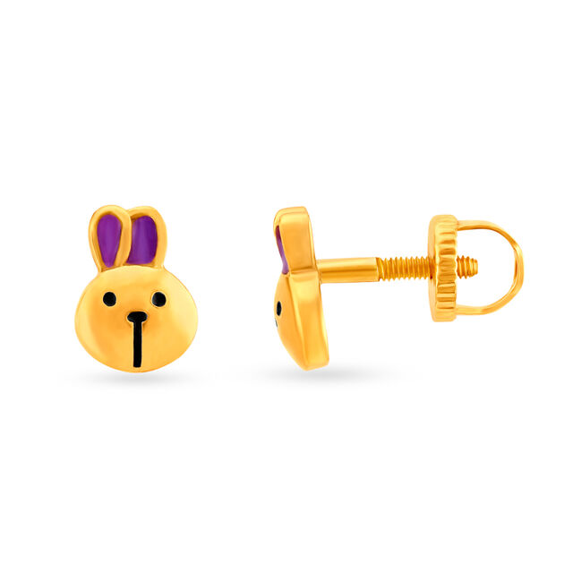 Dainty Bunny Gold Stud Earrings For Kids,,hi-res image number null