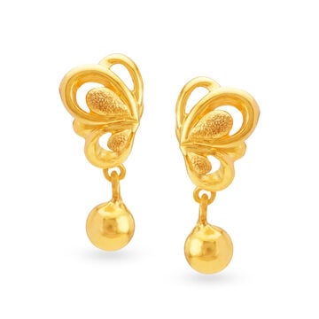 Stylised Rawa Work Teardrop Gold Drop Earrings
