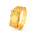 Textured Square Gold Finger Ring for Men image number null